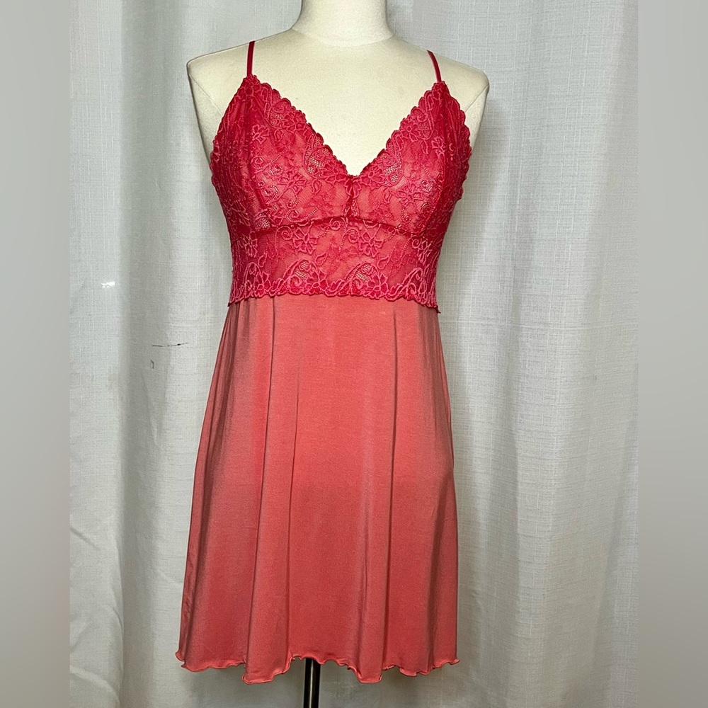 GAP Body Pink Lace Chemise Nightgown Slip Dress Adjustable Straps Small